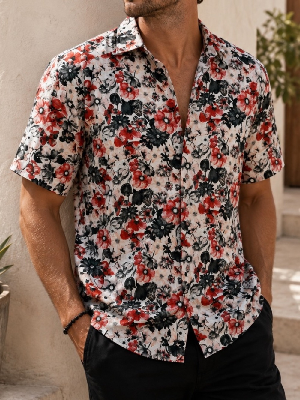 7 Downie Street Button Down Shirt Mens Size 6 (XL) Floral Print Hippie Maximalis